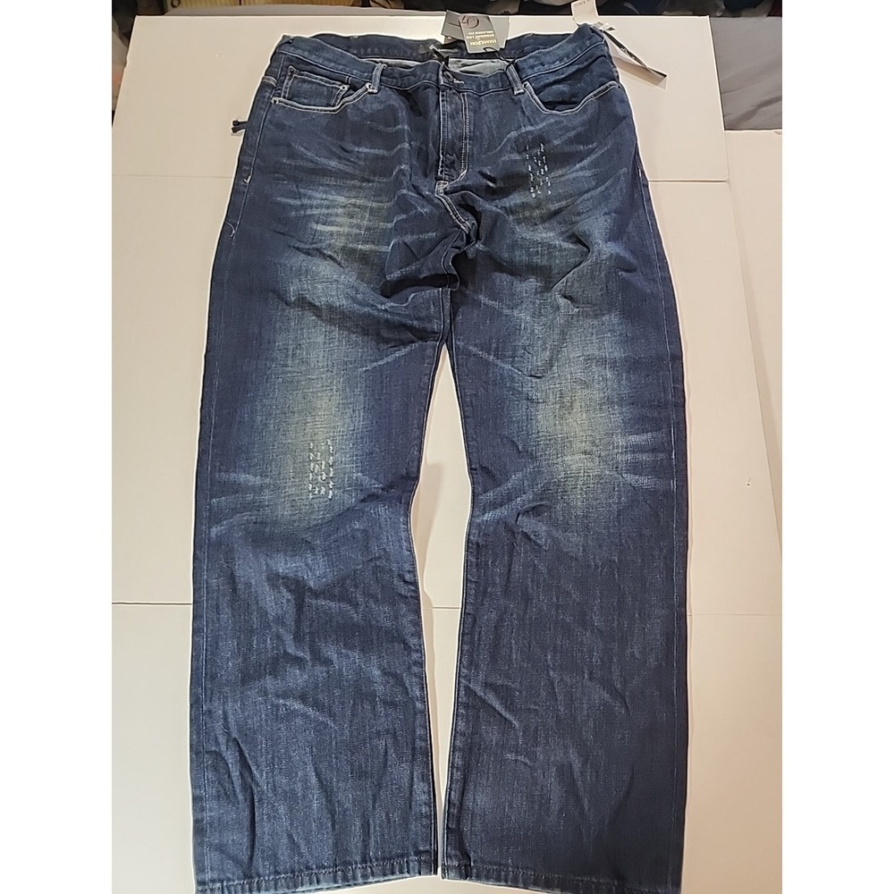 Sean John‎ 40x33 Hamilton Distressed Jeans Zipper Pocket Detail Blue Relaxed Fit